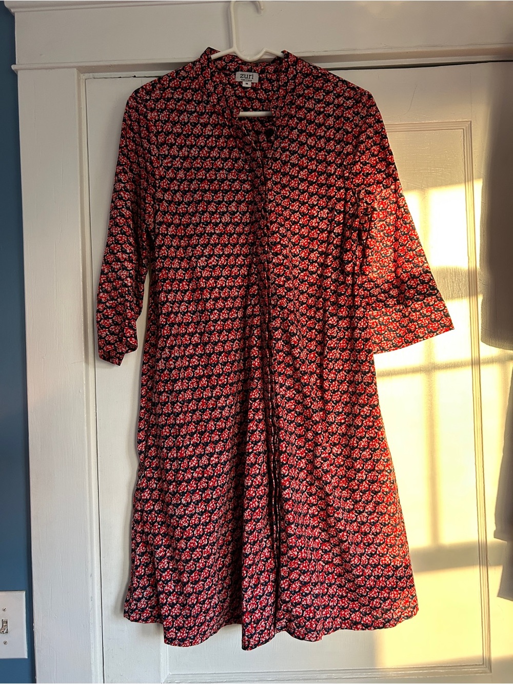Red Fish Print A-Line Zuri Dress from Kenya